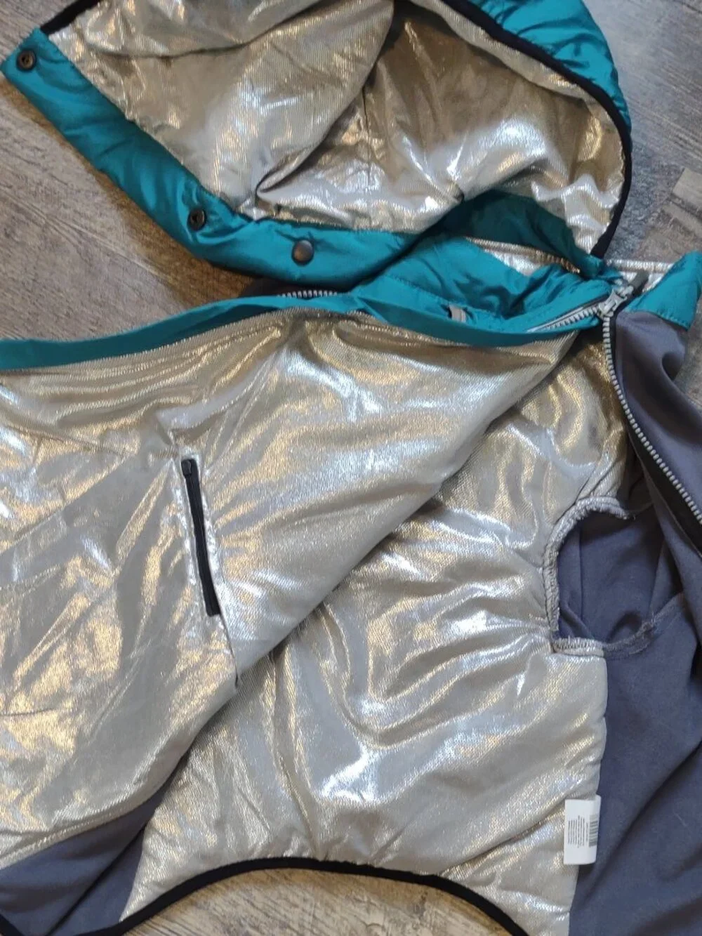 Dog Jacket/Coat Arcadia Trail XXL  Removable Hood Teal & Gray Colors